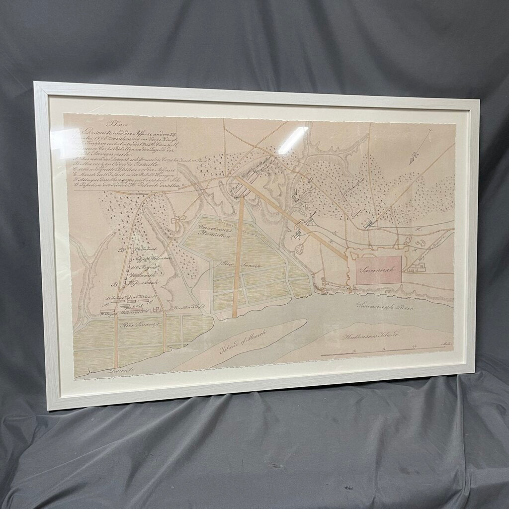 Framed Historic Savannah Map Print