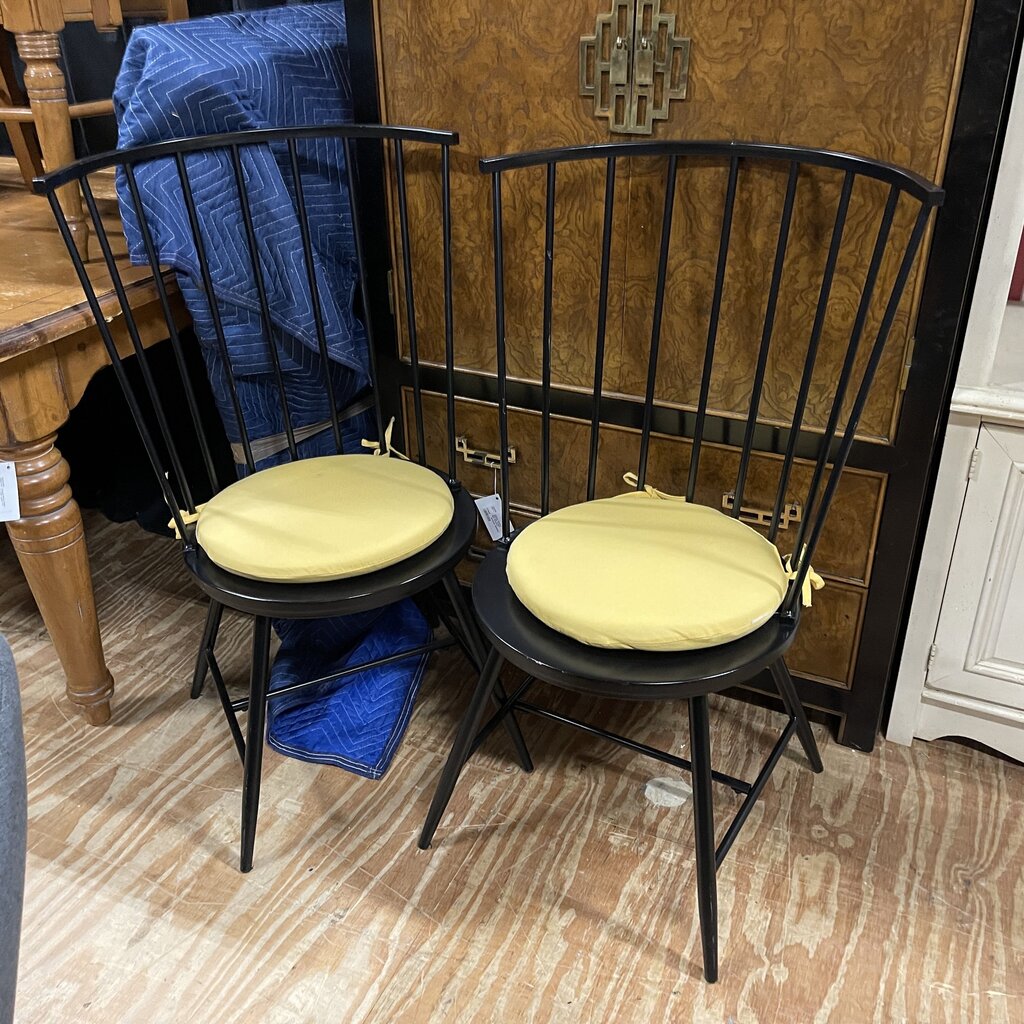 Pair Windsor Style Metal Chairs