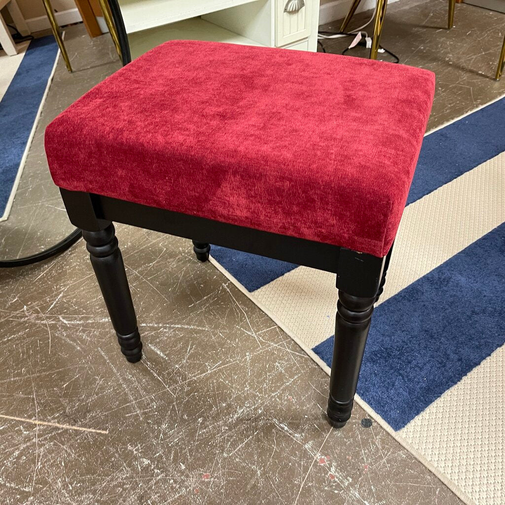 Upholstered Black Wood Stool