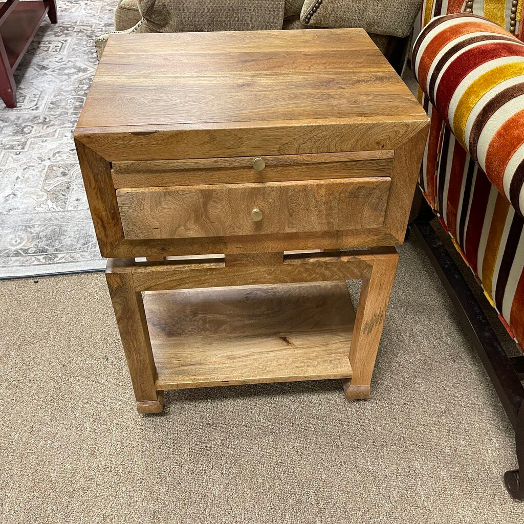 Pair Rustic Wood Nightstands