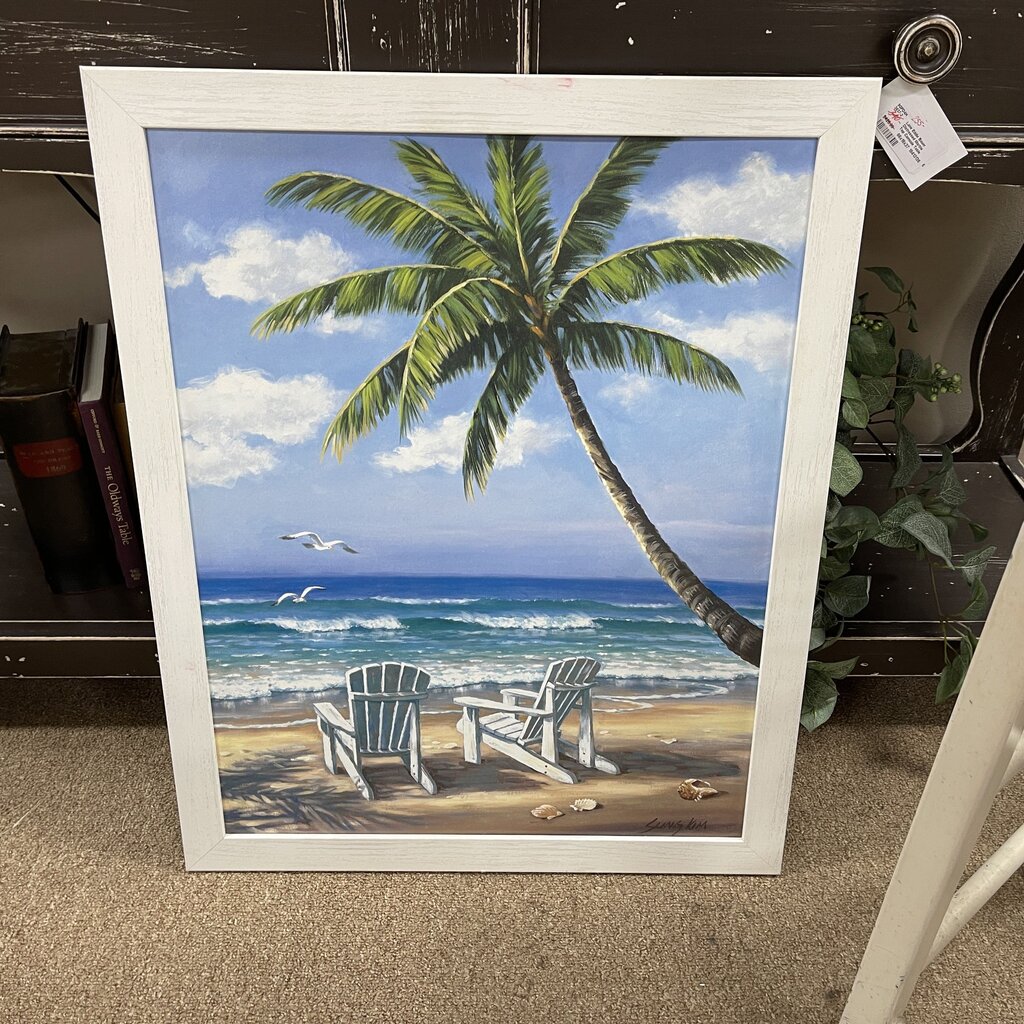 Beach Scene on Wood