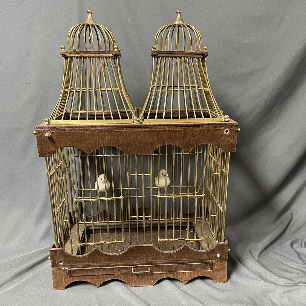 Vintage Wood + Metal Bird Cage