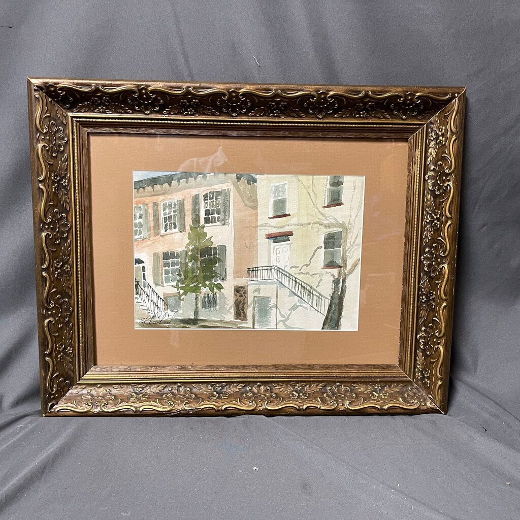Savannah Downtown Street Scene Watercolor