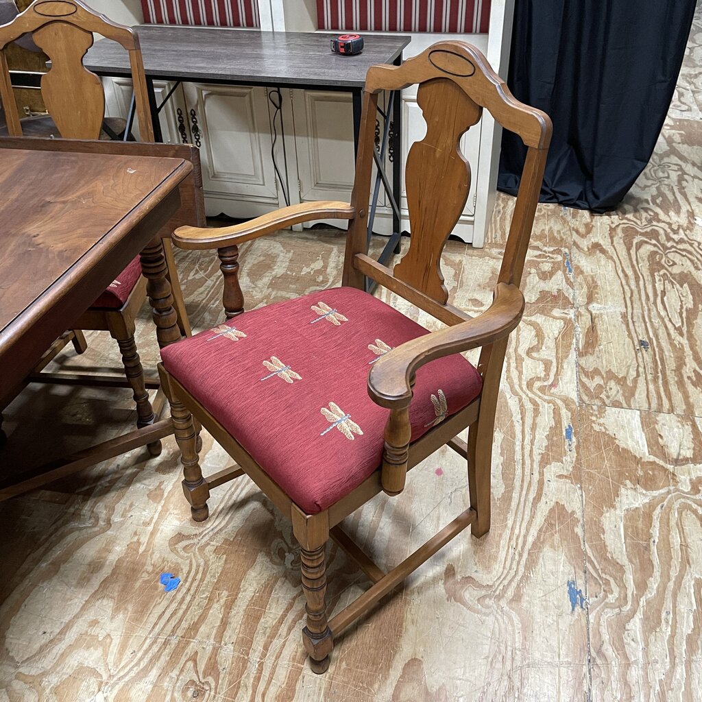 Vintage Mahogany Dining Table + 6 Chairs + 1-9" Leaf