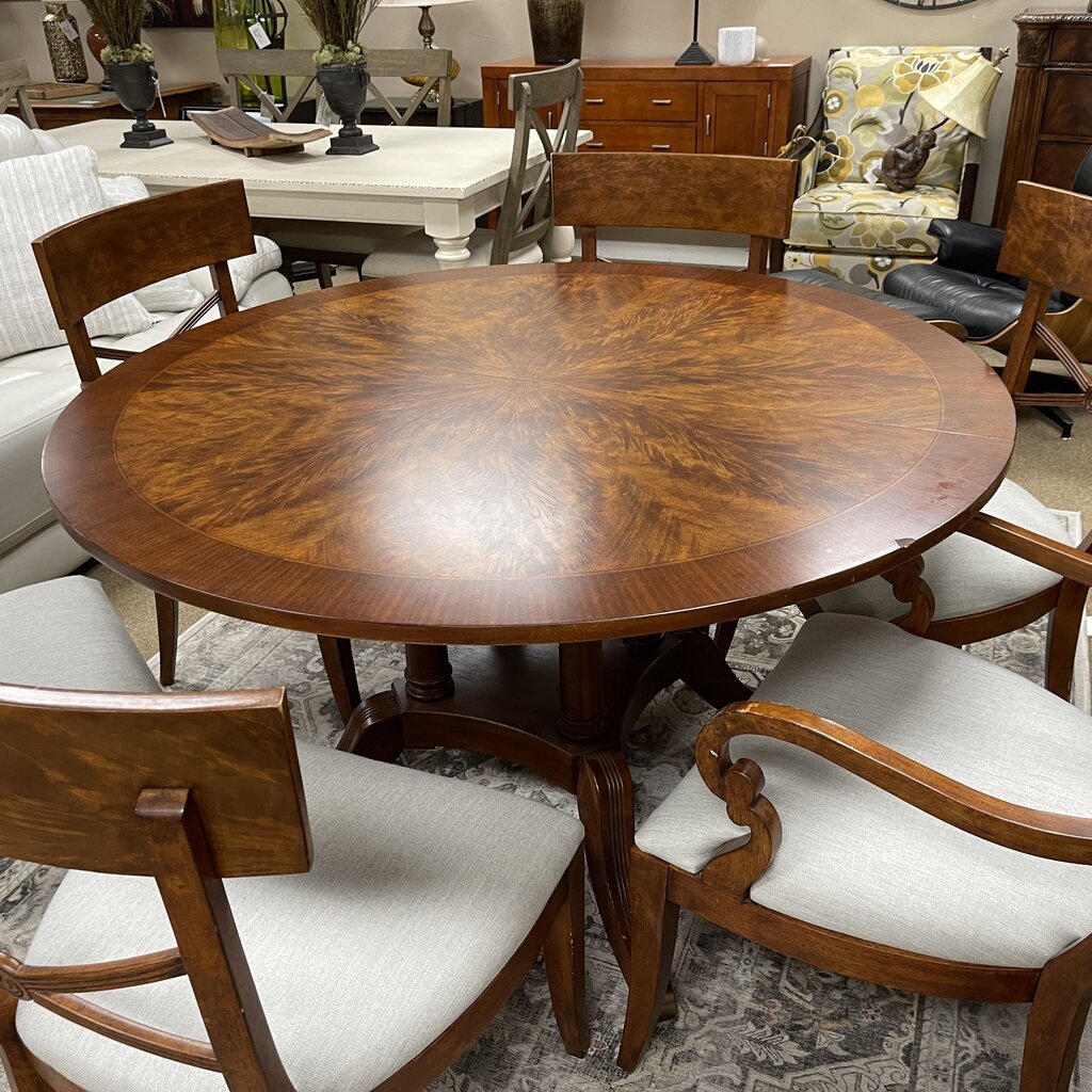 Round Dining Table + 6 Chairs + 1-22" Leaf