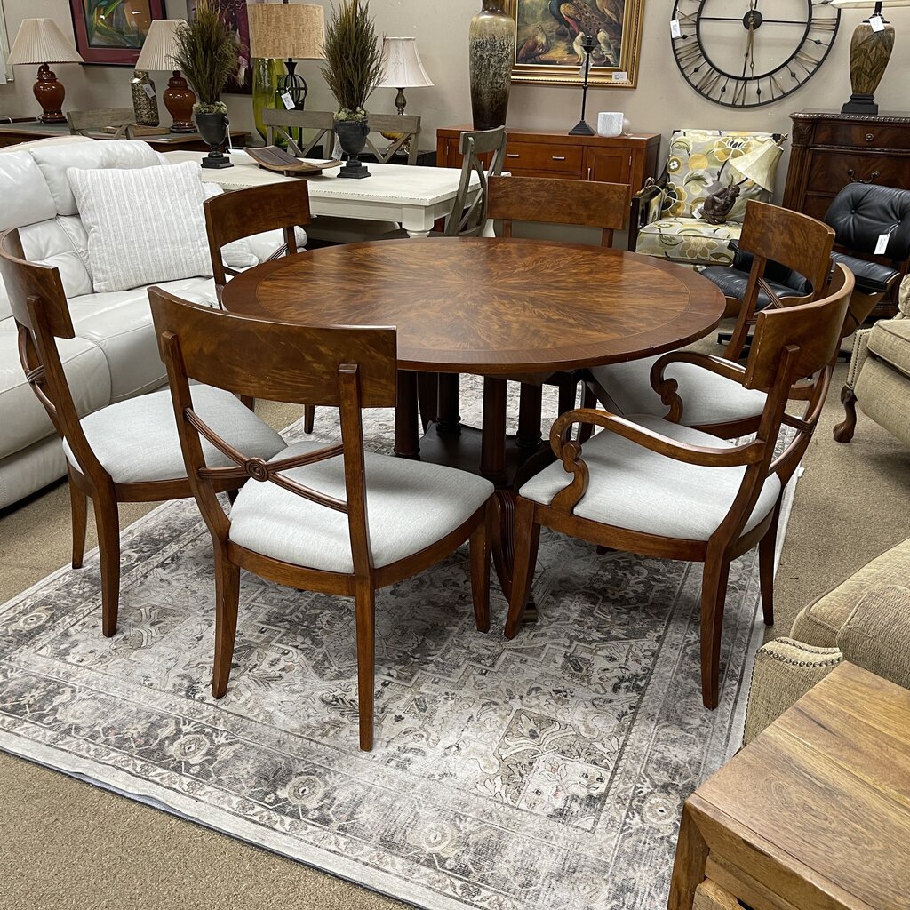 Round Dining Table + 6 Chairs + 1-22" Leaf