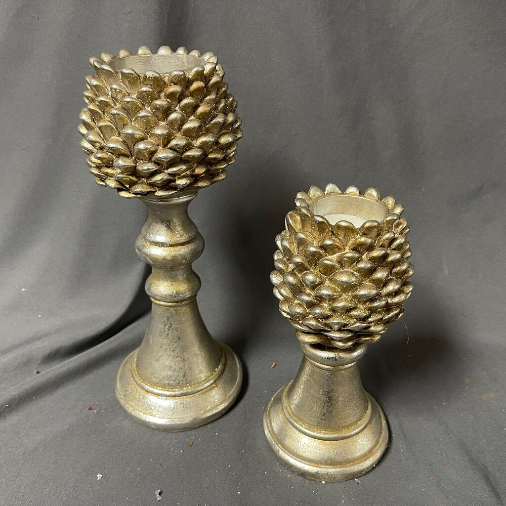 Pair Pinecone Candleholders