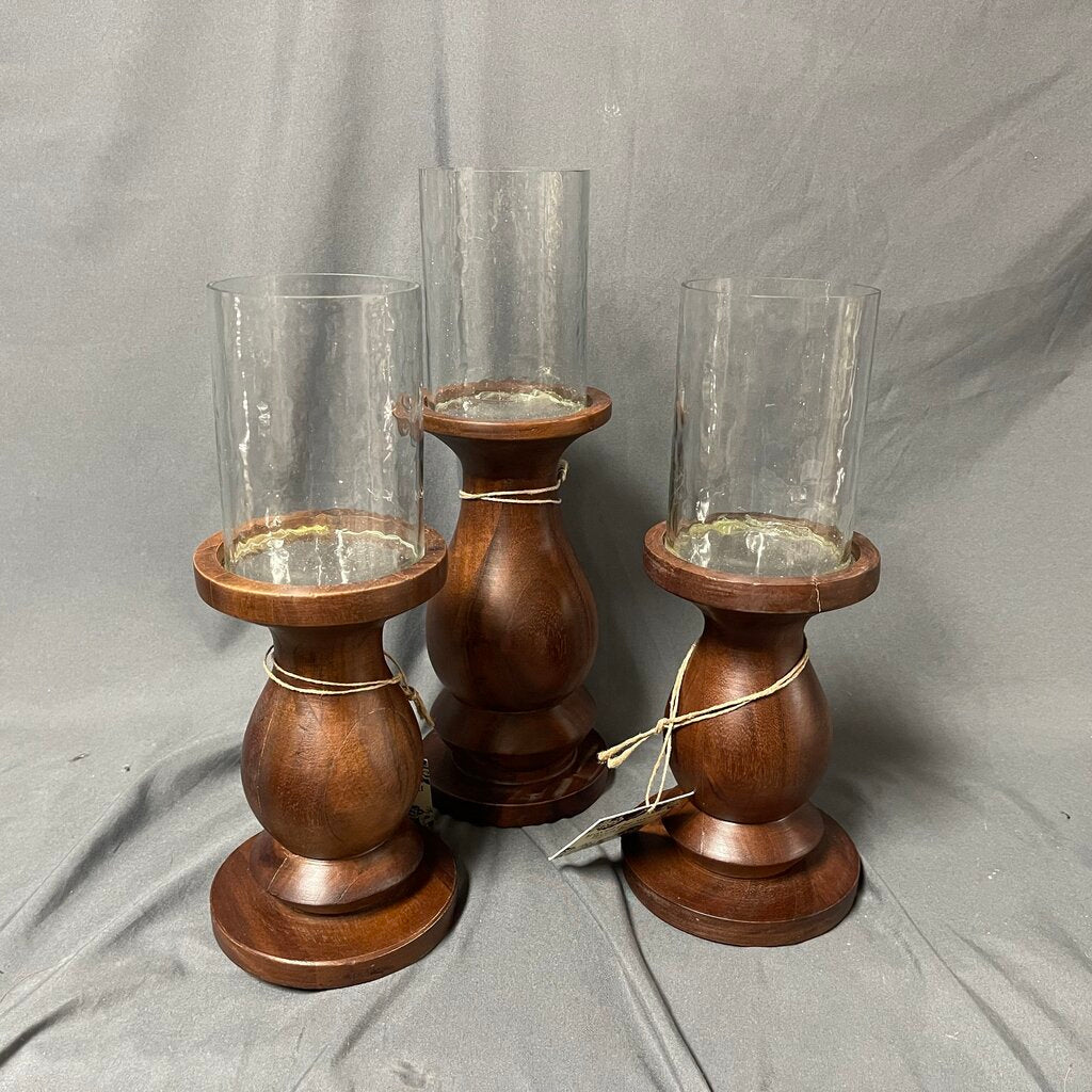 Set/3 Wood Candleholders