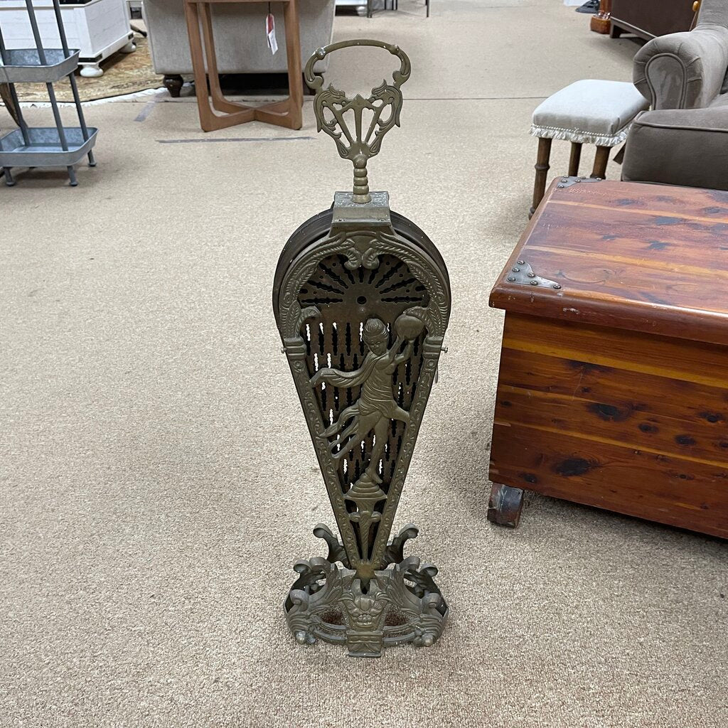 Vintage Brass Peacock Fan Fireplace Screen