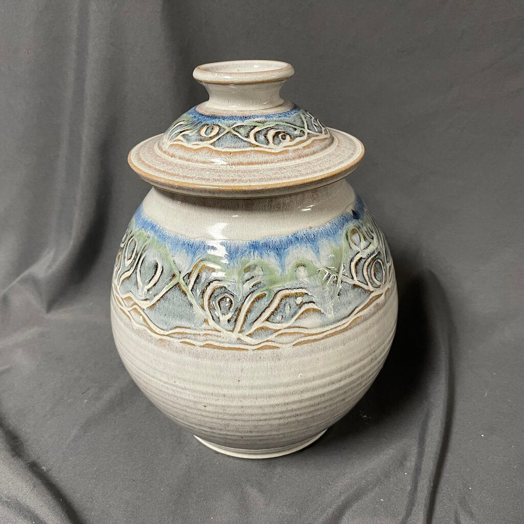 Signed Pottery Jar w/Lid