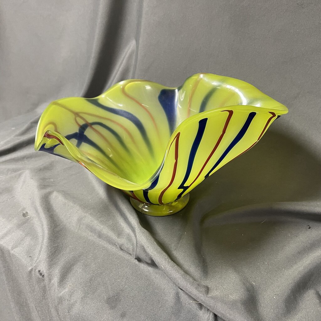 Hand-Blown Fluted Glass Bowl