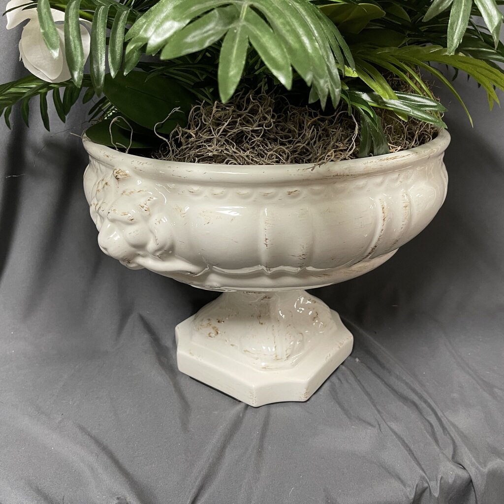 Faux Orchid and Greenery in Ceramic Planter