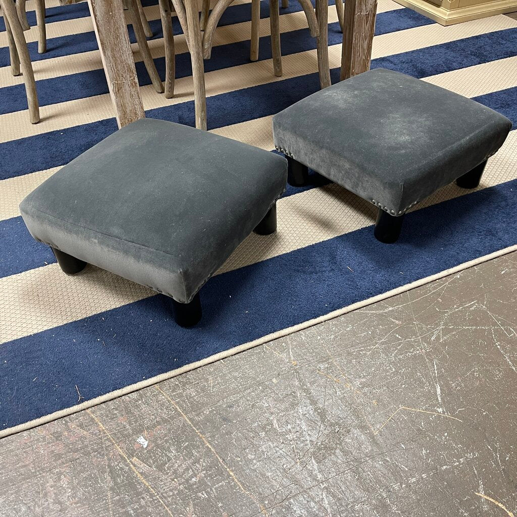 Pair Velvet Footstools