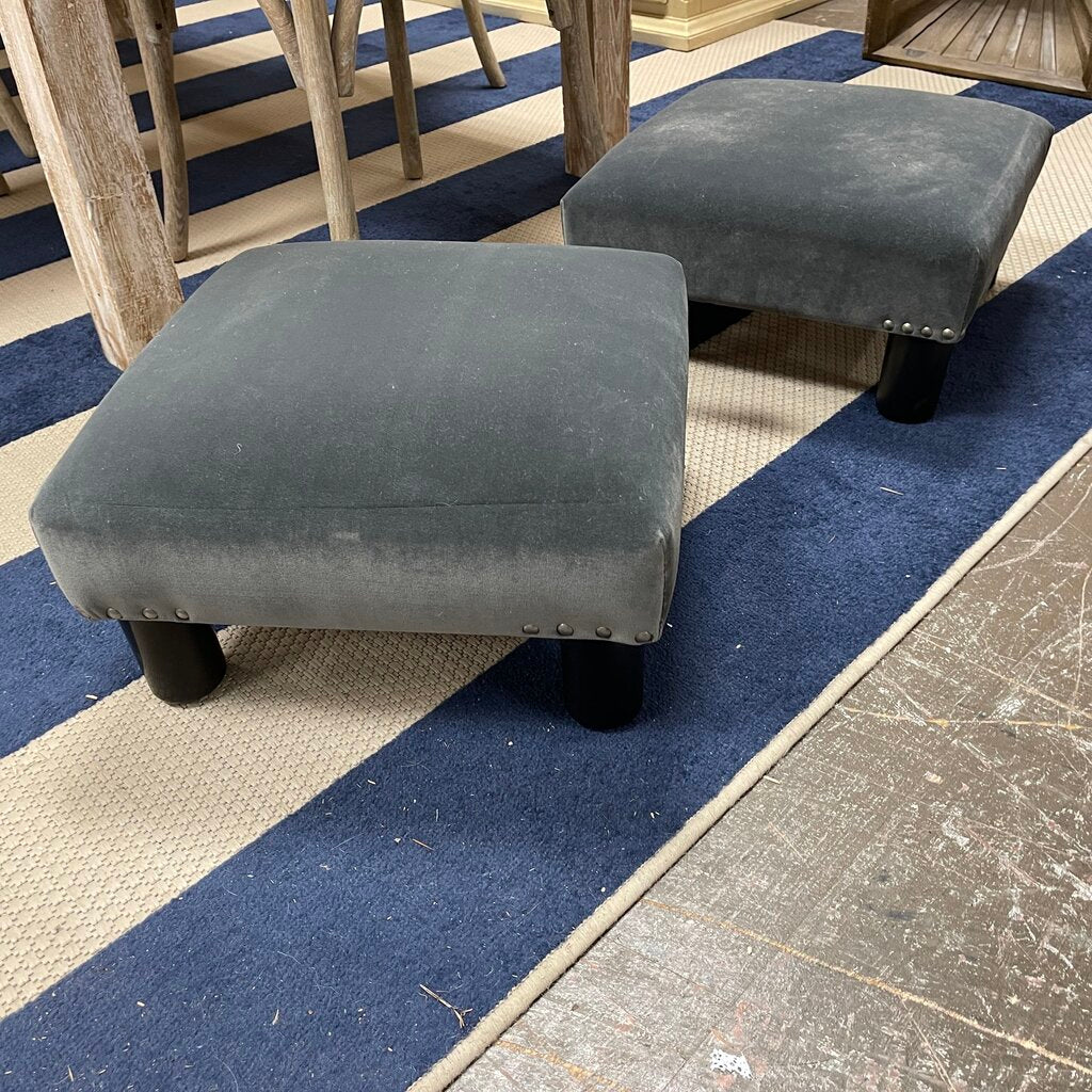 Pair Velvet Footstools