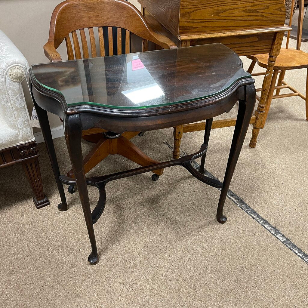 Glass Top Demilune Table