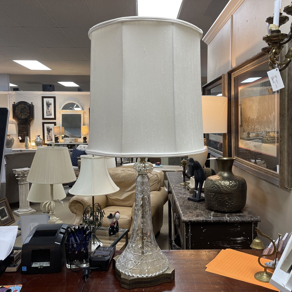 Vintage Etched Crystal Lamp