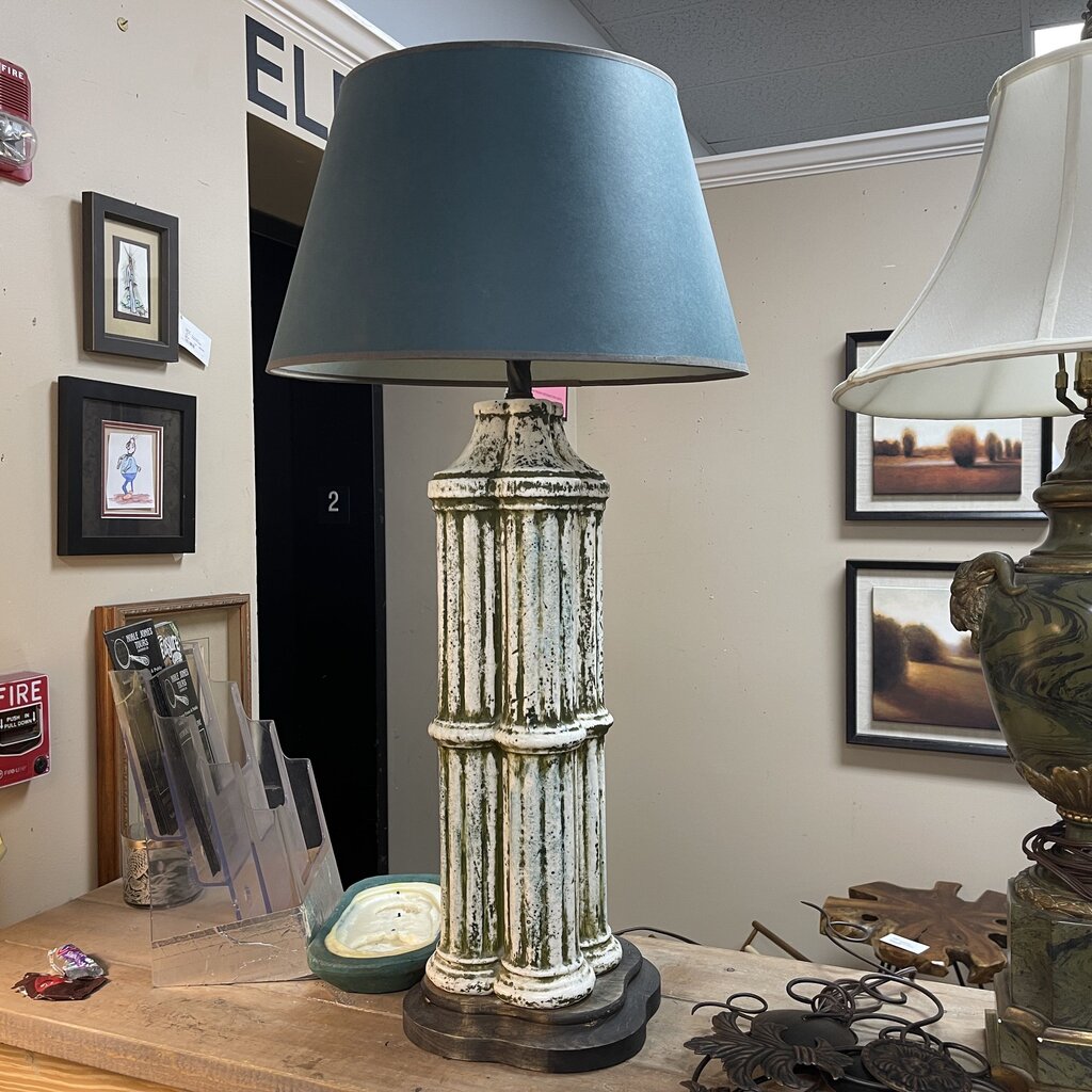 Distressed White Column Lamp