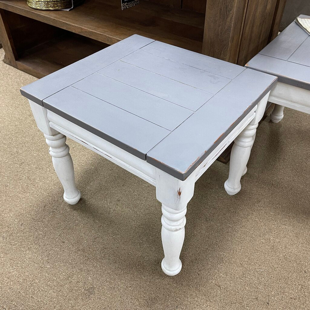 Pair Painted Distressed Side Tables