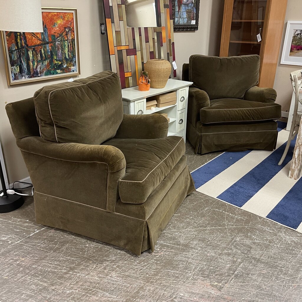 Pair Velvet Swivel Accent Chairs