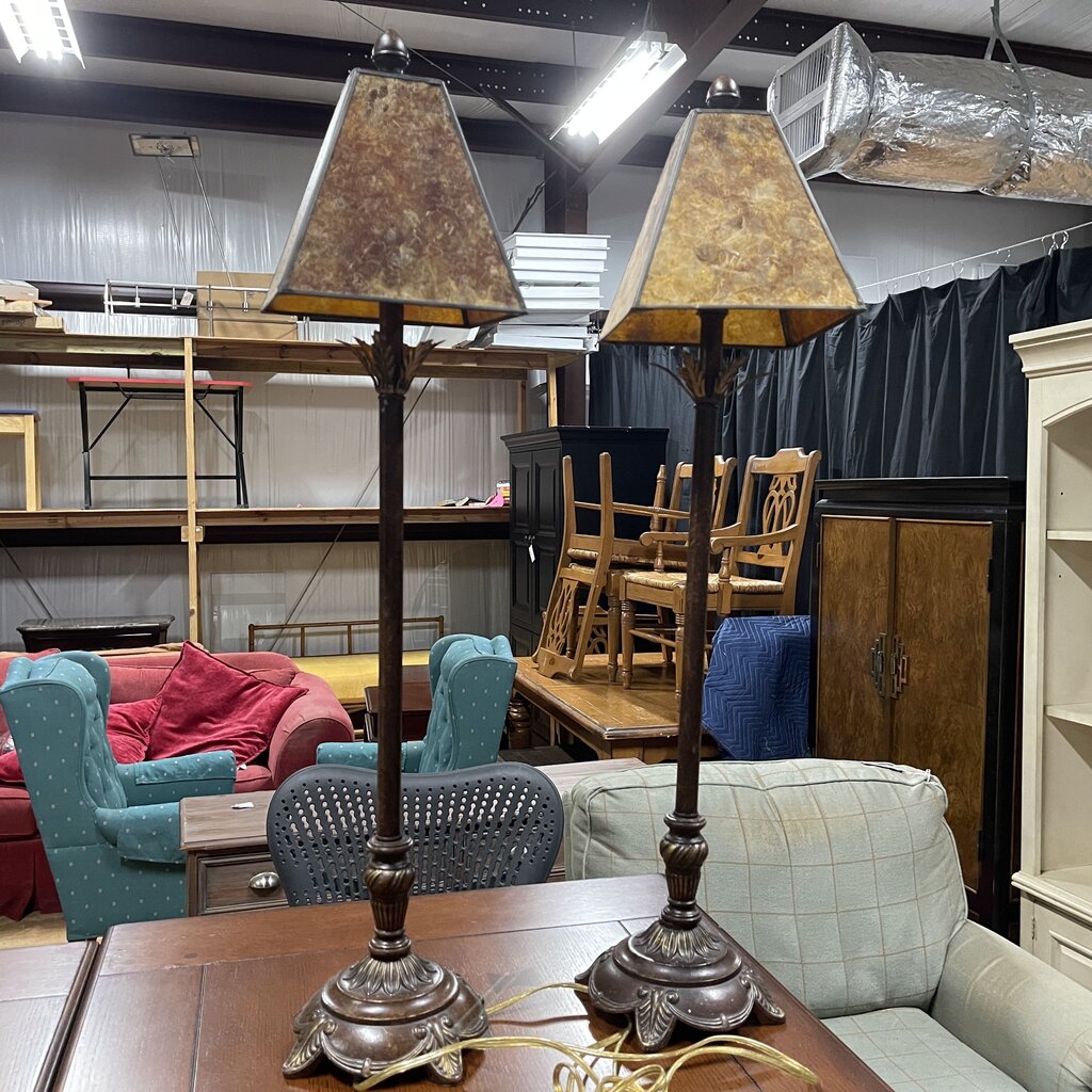 Pair Metal Candlestick Lamps