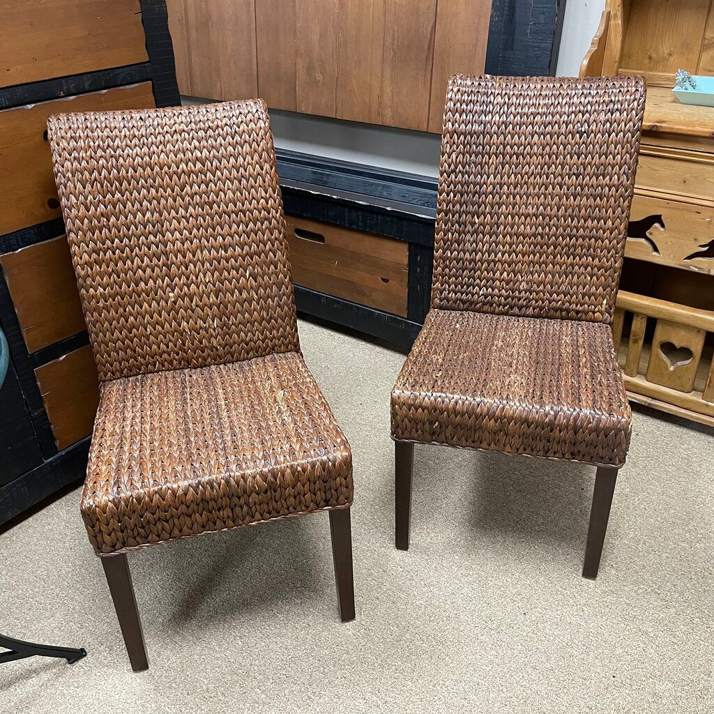 Pair Seagrass Dining Chairs