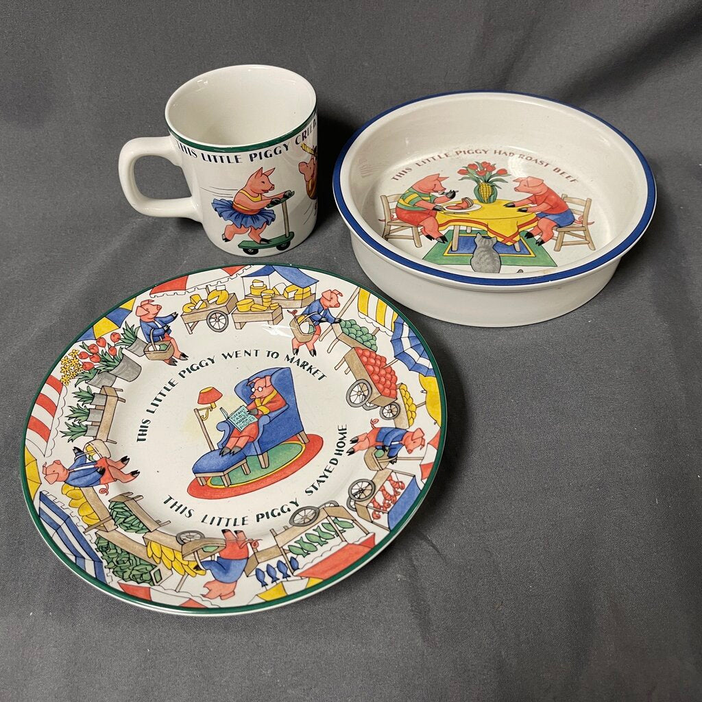 3-pc Five Little Pigs Child's China Set