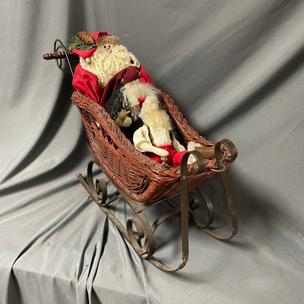 Wrought Iron + Wicker Santa's Sleigh