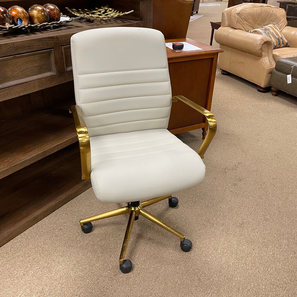 Faux Leather + Gold Office Chair