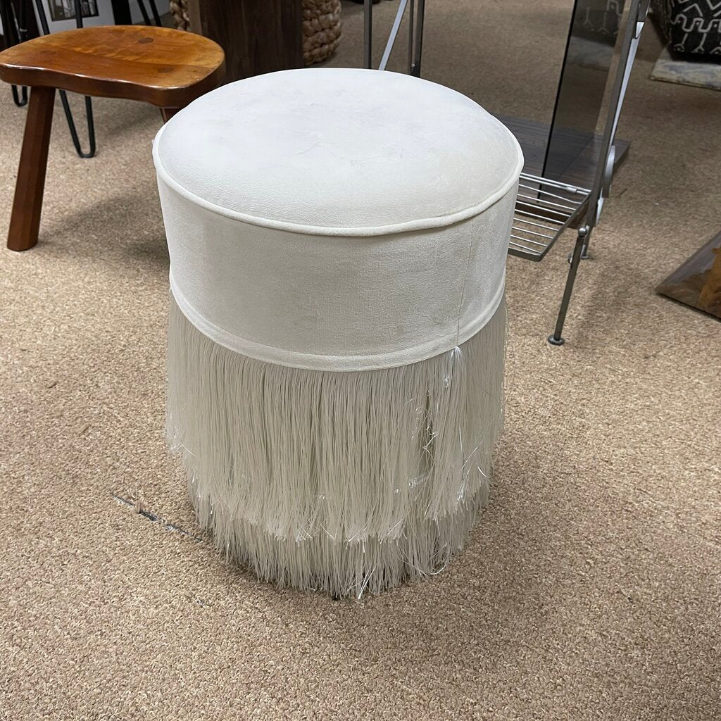 Round Velvet + Fringe Vanity Stool