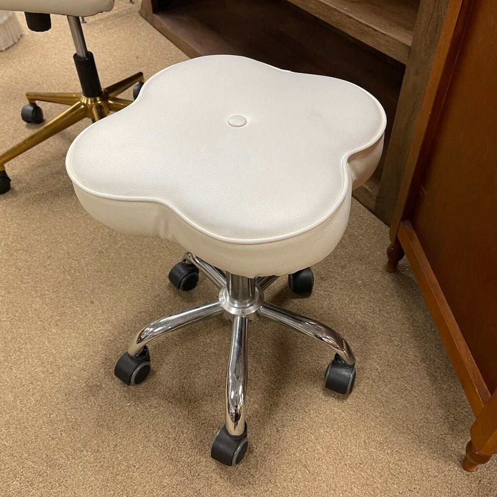 Rolling Floral Shaped Faux Leather Adjustable Stool