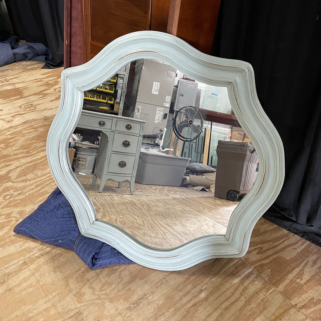 Painted Distressed Wood Framed Mirror
