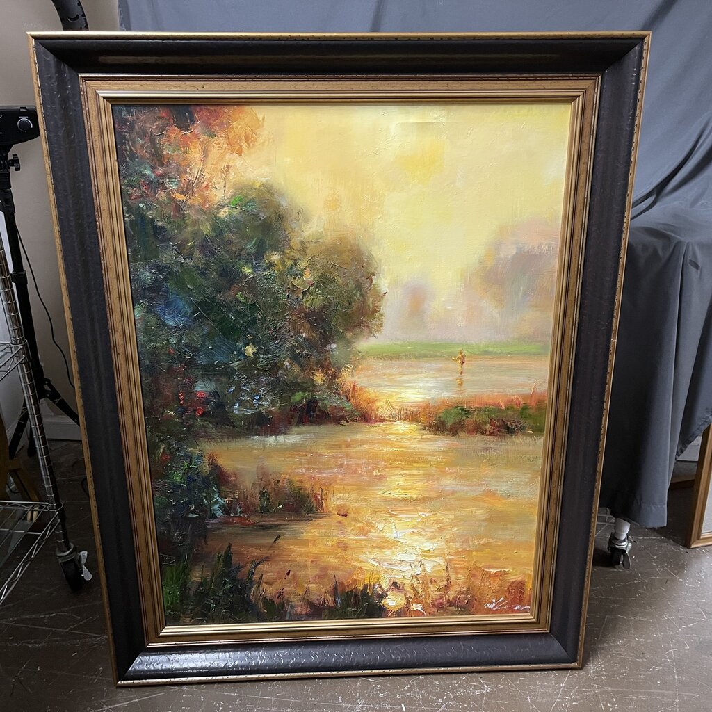 Fishing Scene Oil Painting