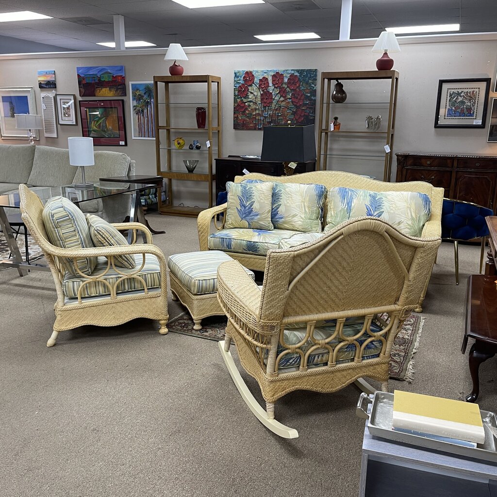 Rattan Living Set - Sofa, Chair, Rocker, Ottoman