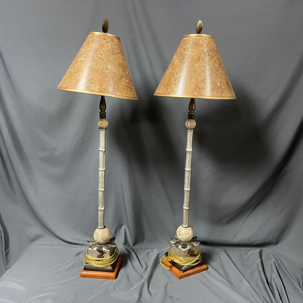 Pair Sea Motif Buffet Lamps