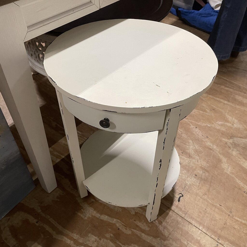 Distressed Round Side Table