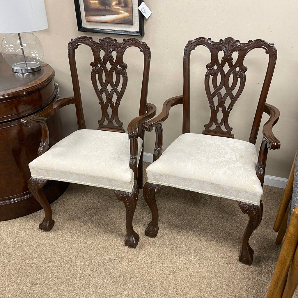 Pair Mahogany Captain Dining Chairs