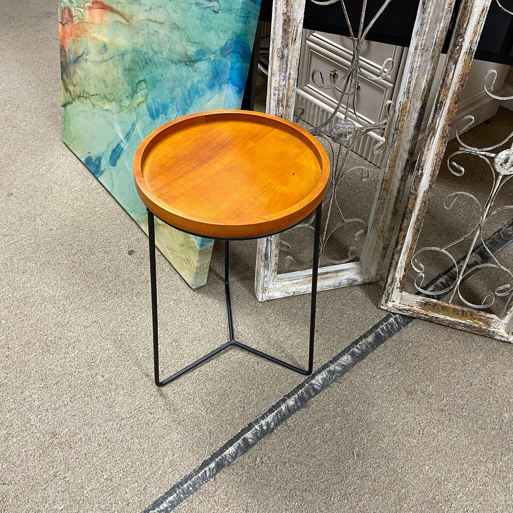Metal + Wood Side Table/Plant Stand