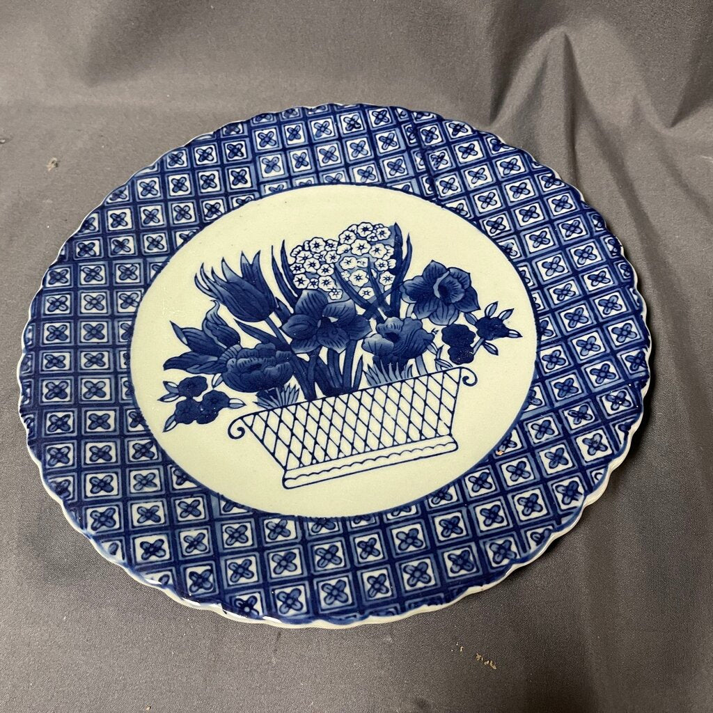 Vintage Chinese Stoneware Floral Plate