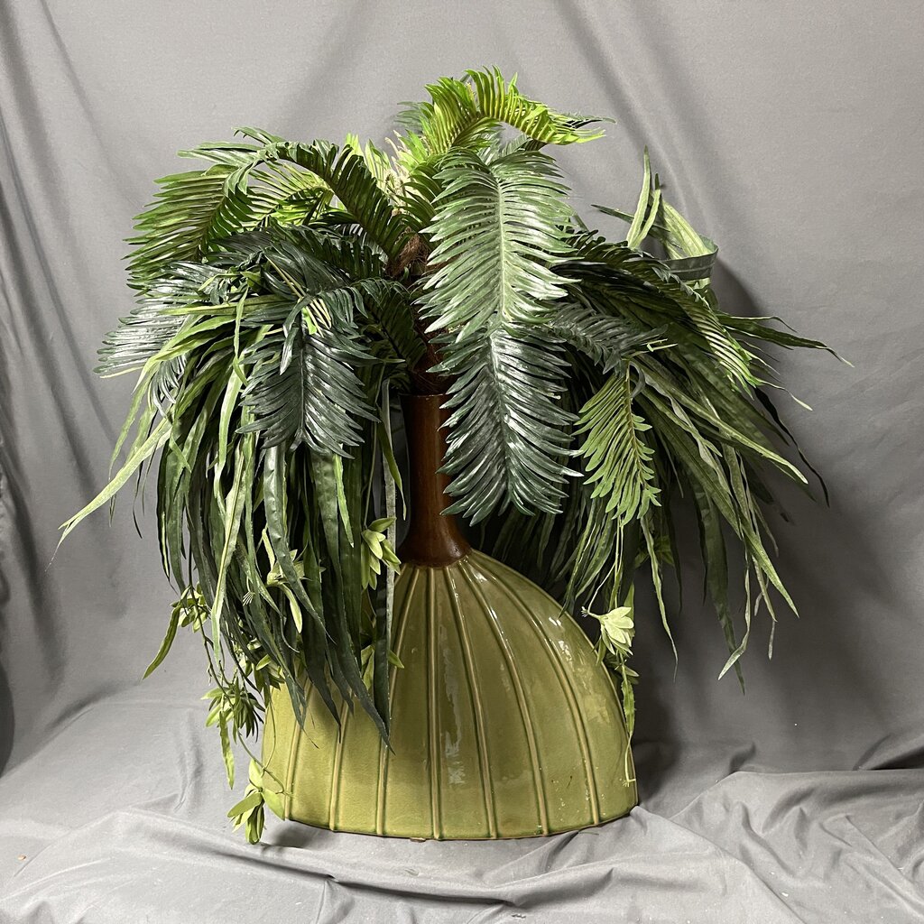 Palm in Narrow Green Vase