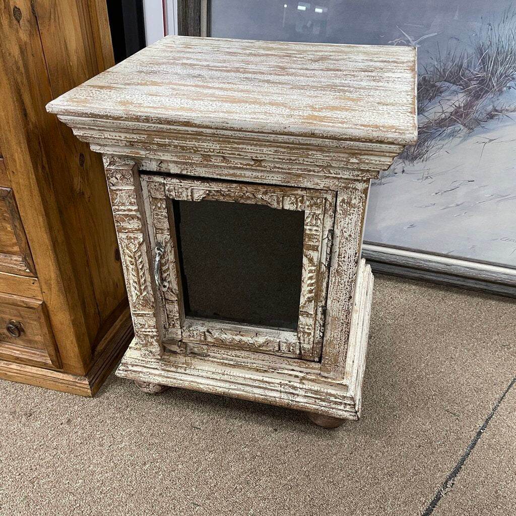 Whitewashed Rustic Wood Cabinet