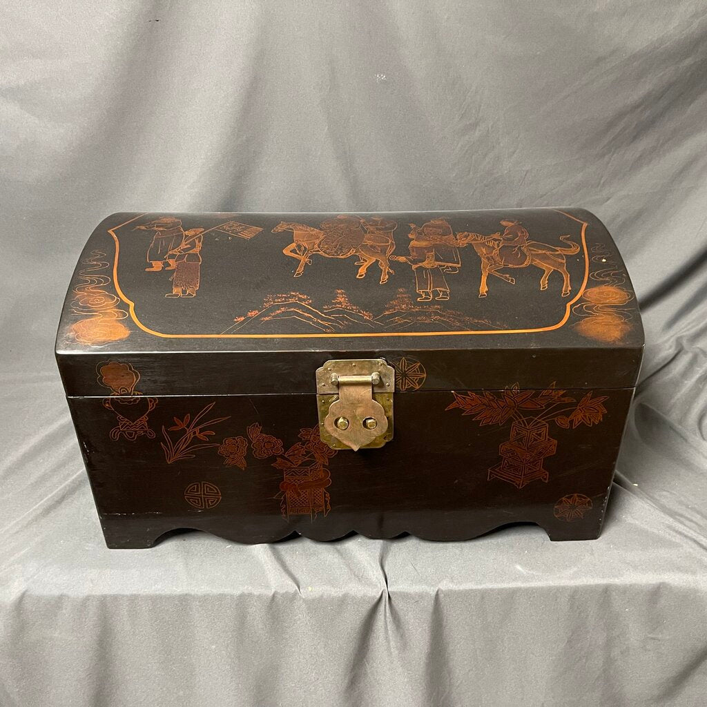 Small Chinese Black Lacquer Storage Trunk