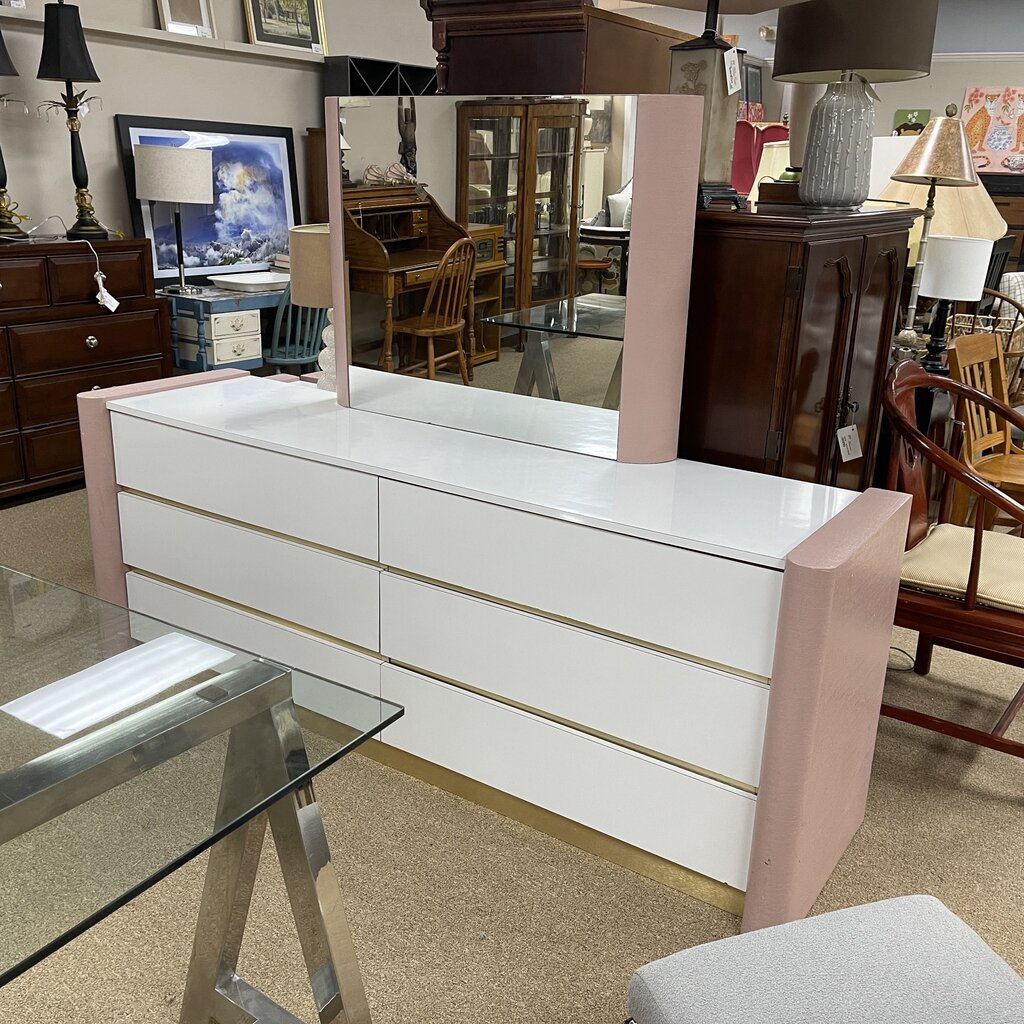 c1980s Miami Art Deco Dresser w/Mirror