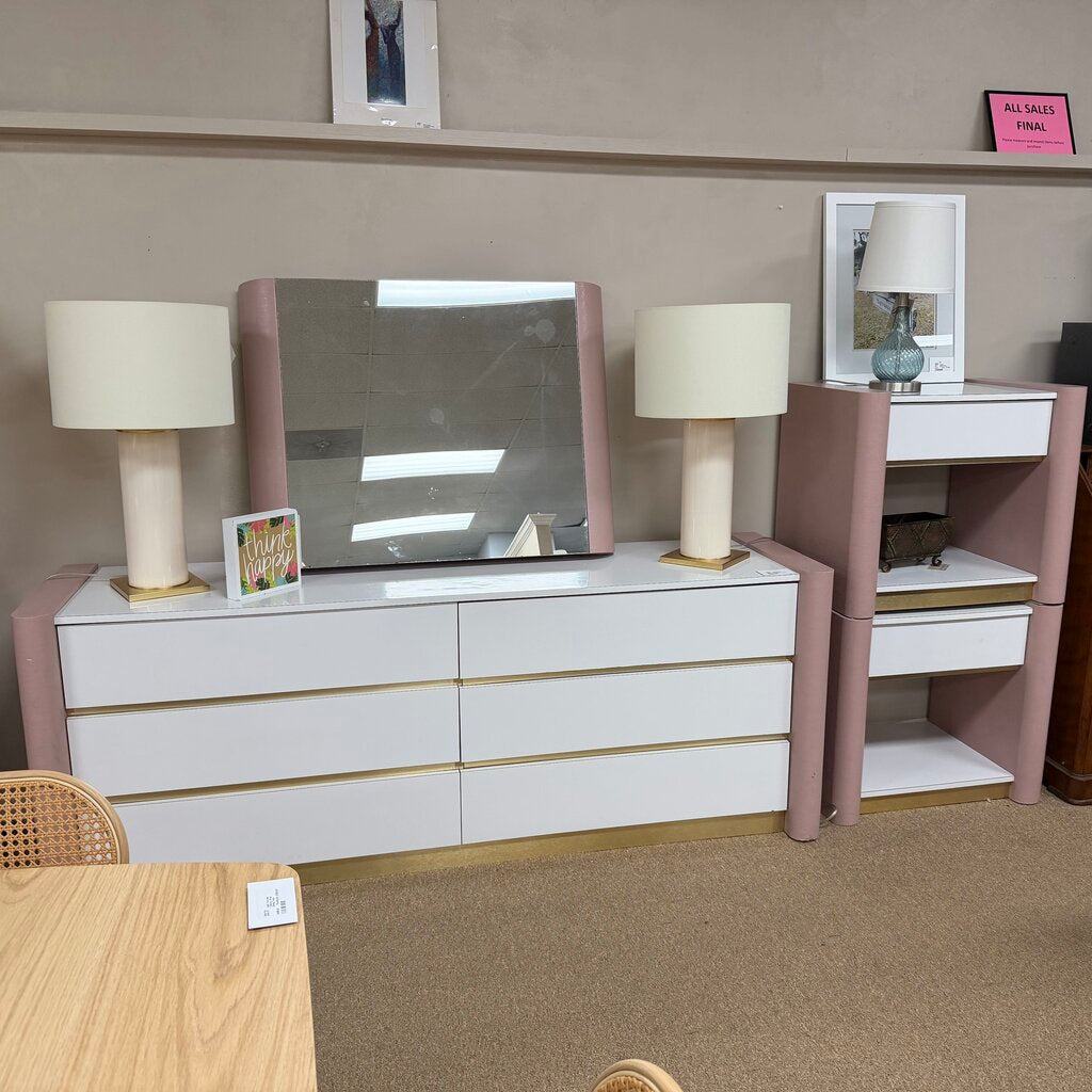 c1980s Miami Art Deco Dresser w/Mirror