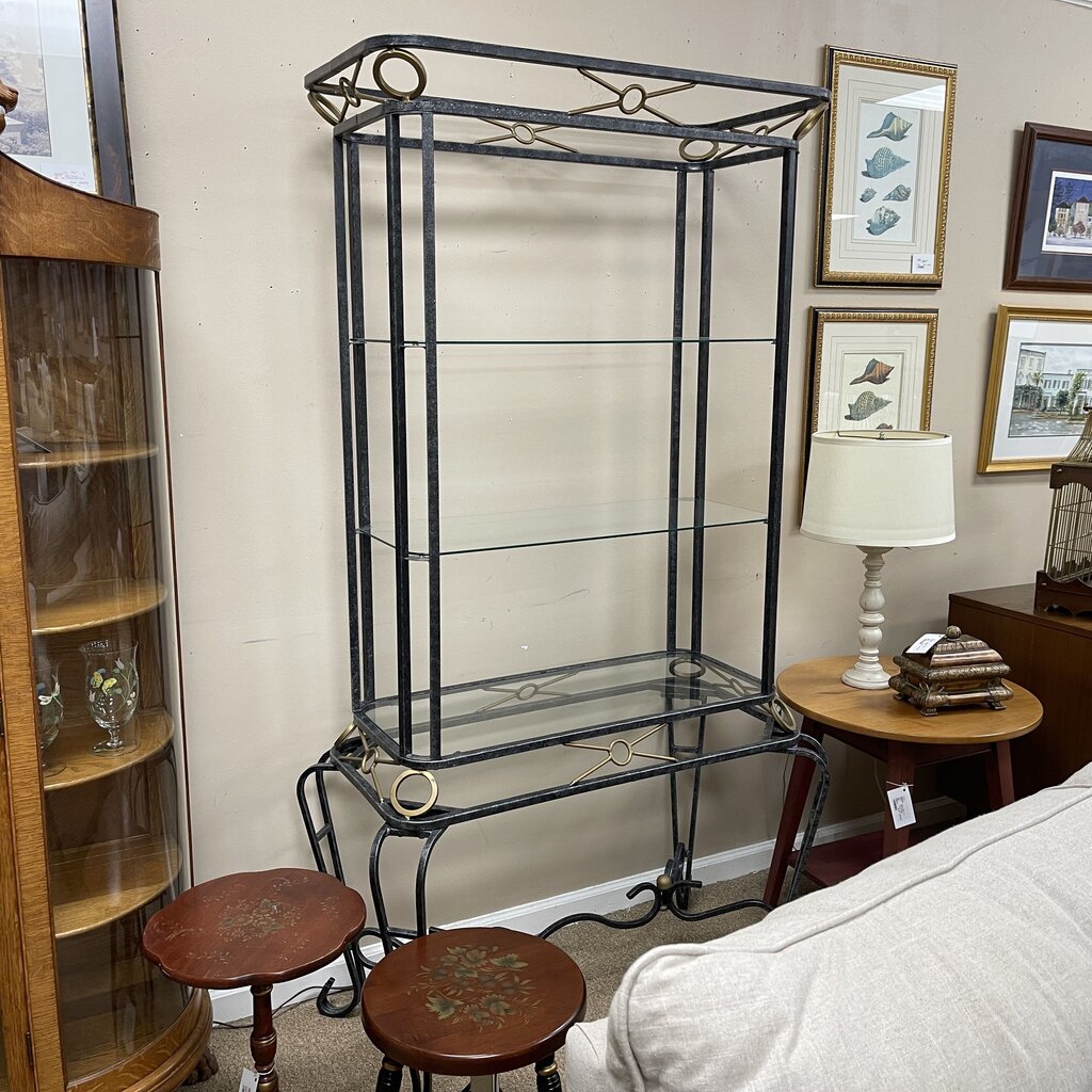 Wrought Iron + Glass Etagere