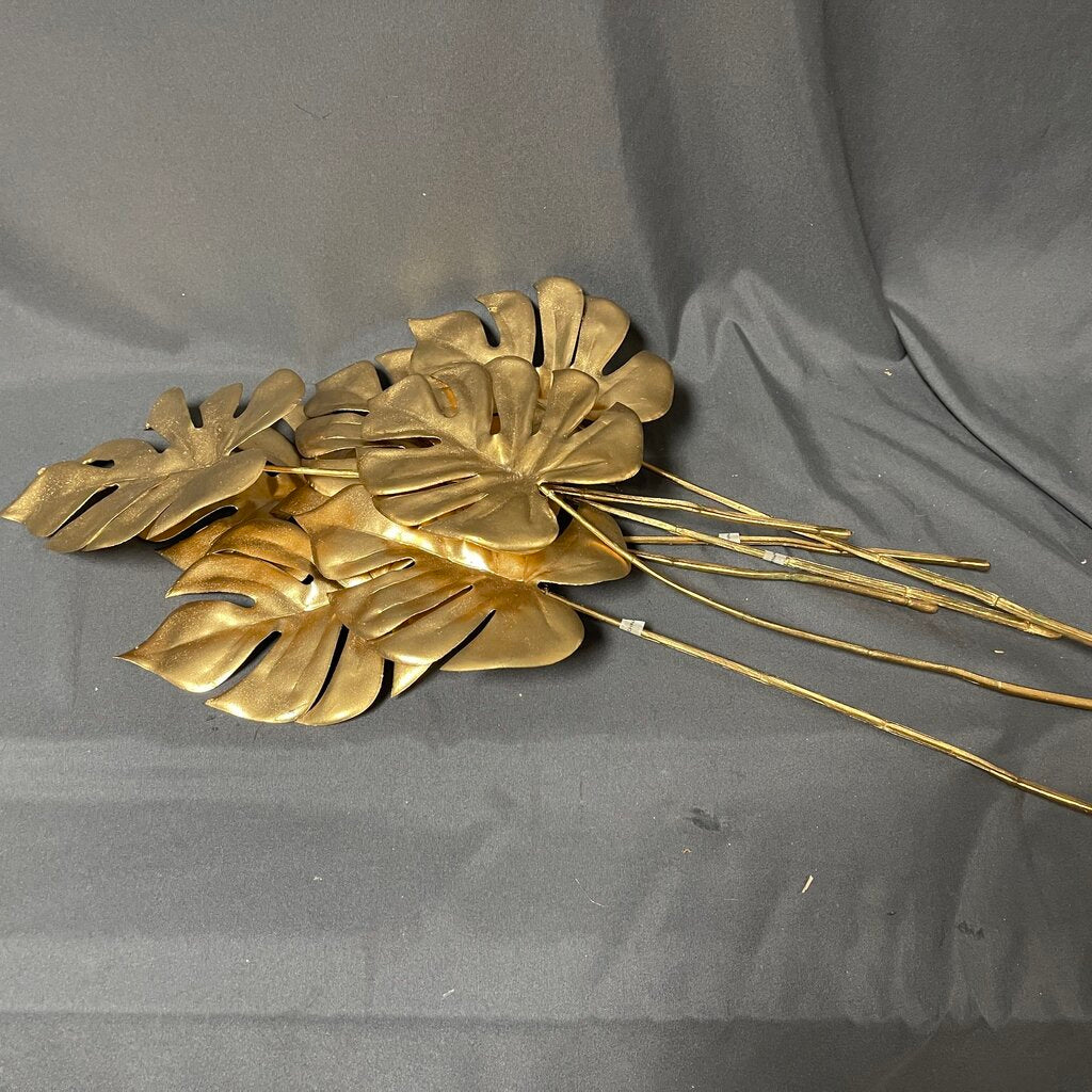 Set/7 Gold Leaf Stems
