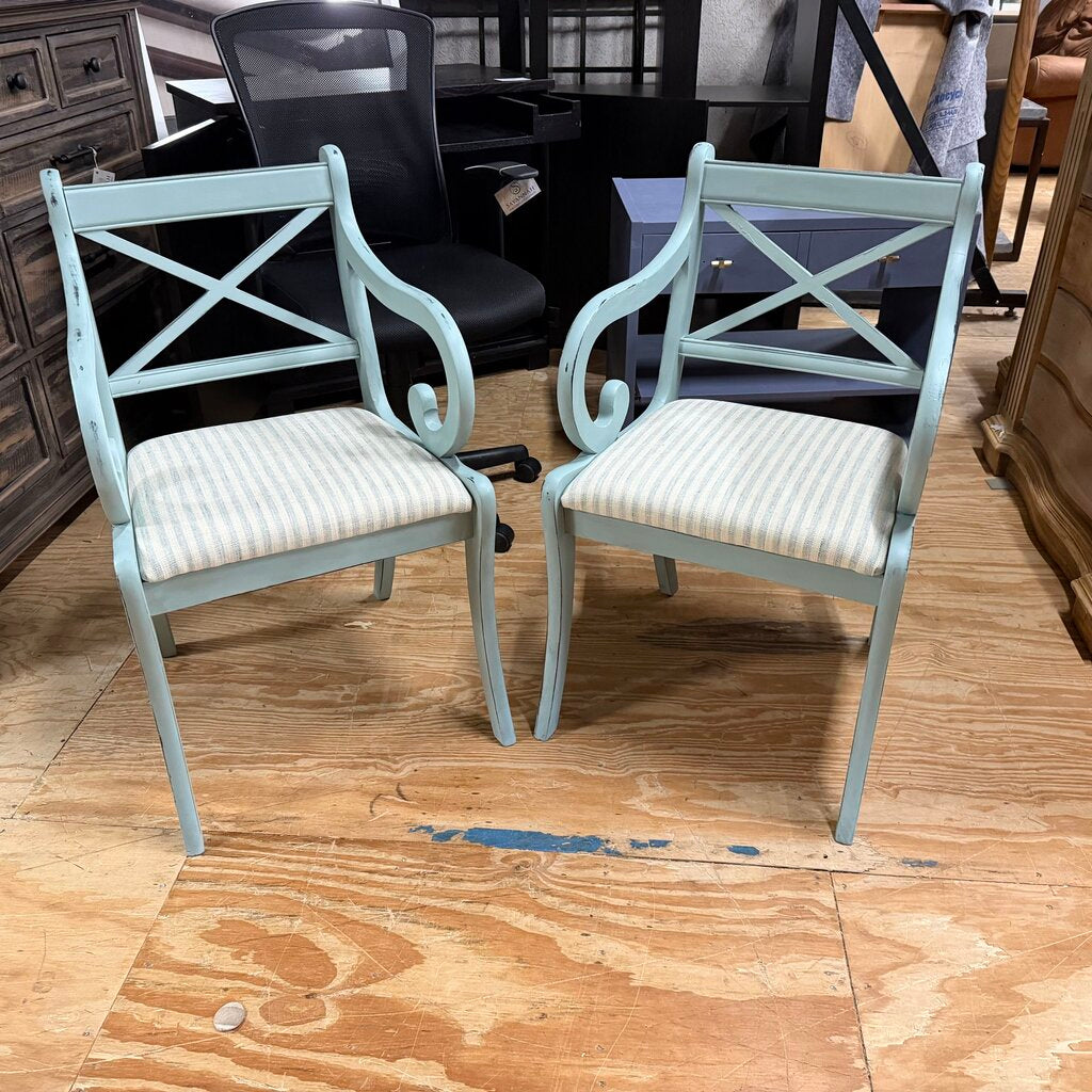 Pair Painted Wood Arm Chairs