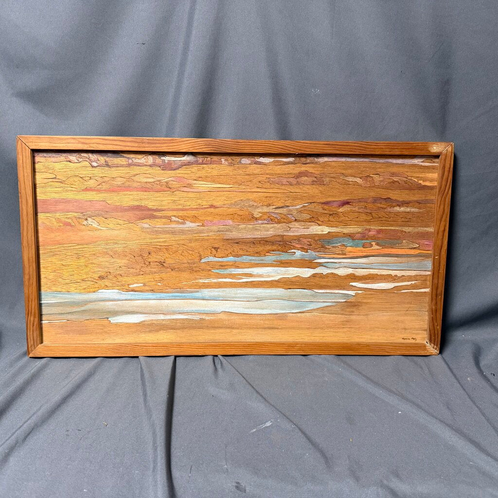 "Rolling River" Vintage Woodburning + Watercolor Art