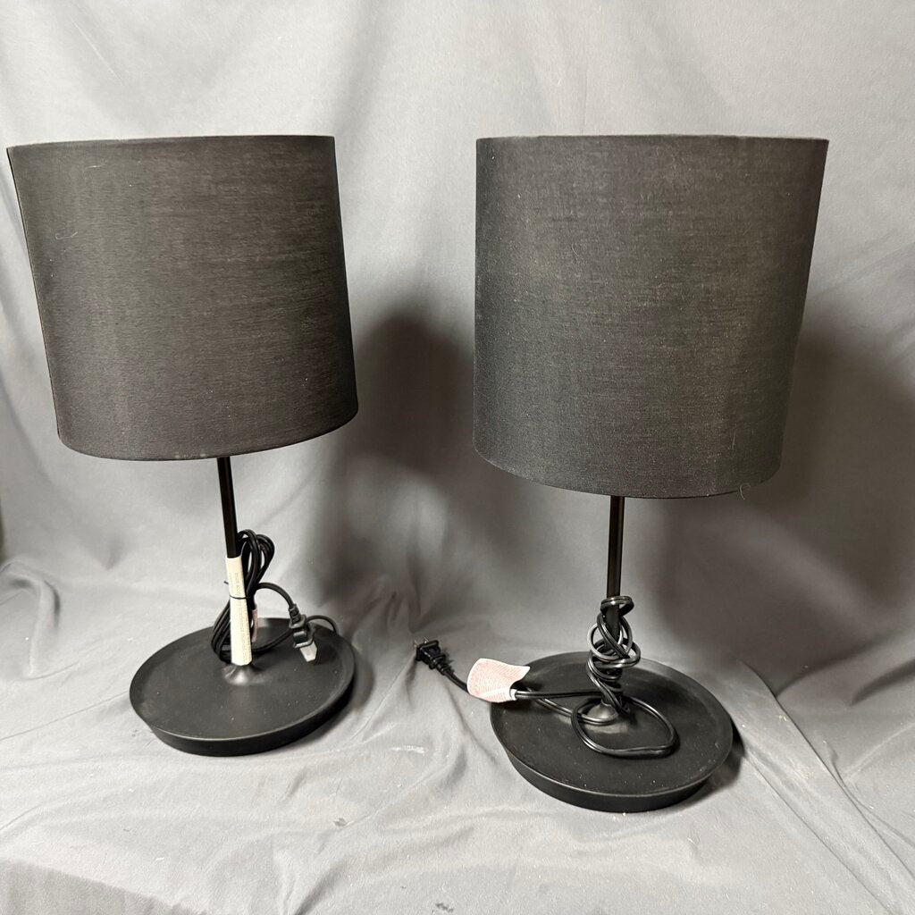 Pair Black Candlestick Lamps