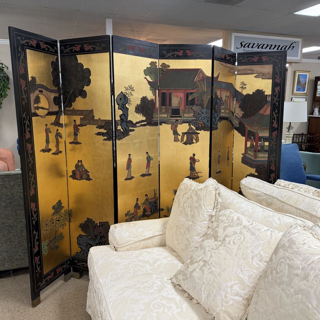Chinoiserie Lacquered 6-Panel Room Divider Screen