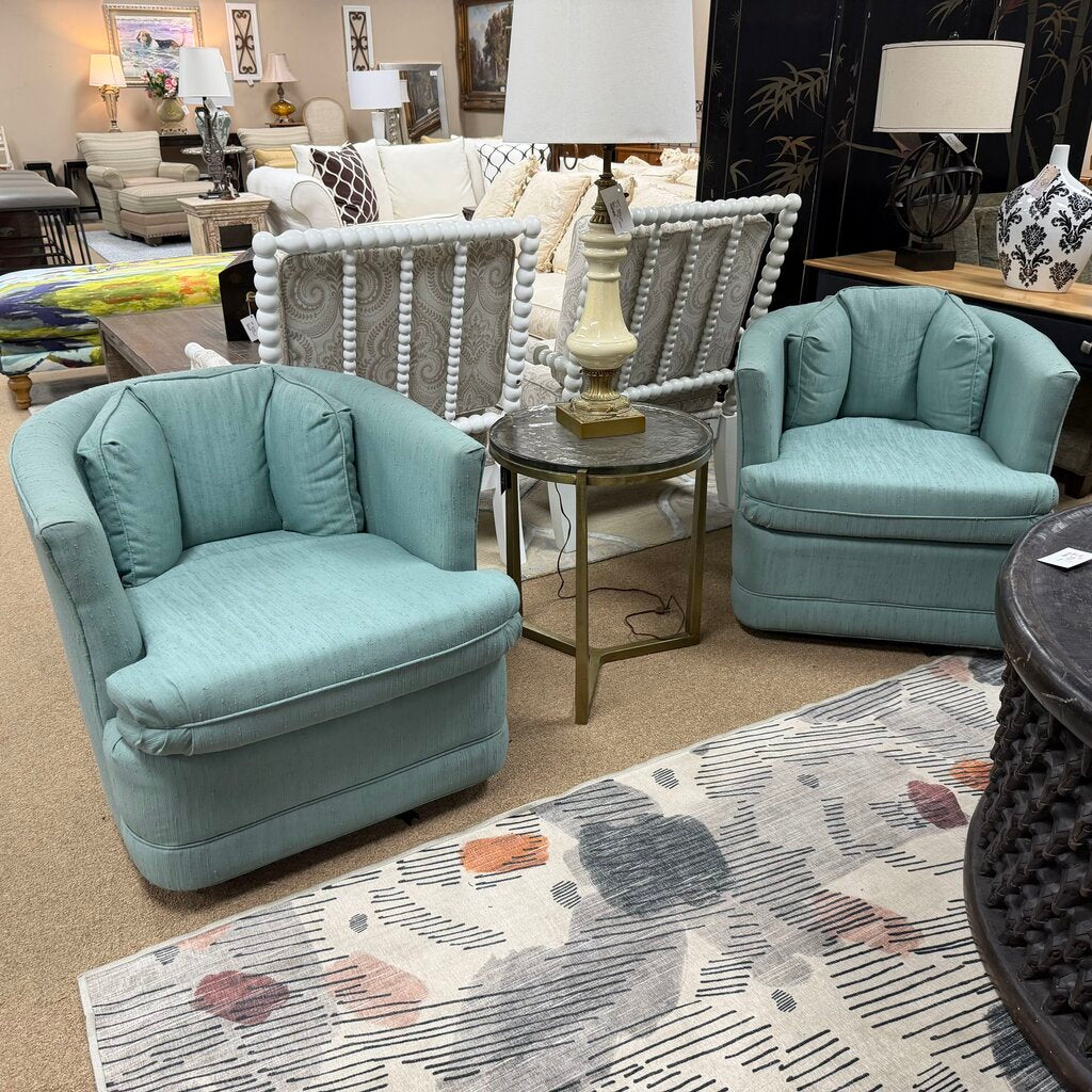 Pair Small Mid Century Barrel Chairs